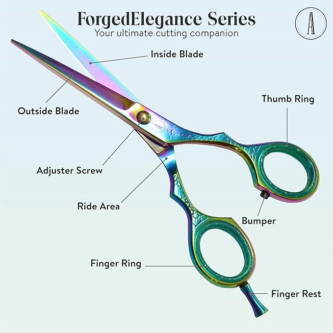 ANDUSTRIAL - Professional Hair Cutting Scissors/Shears For Men/Women/Home/Salon - Premium High Carbon Steel Quality - Smooth And Sharp - 5.5 Inch, Multi Colored