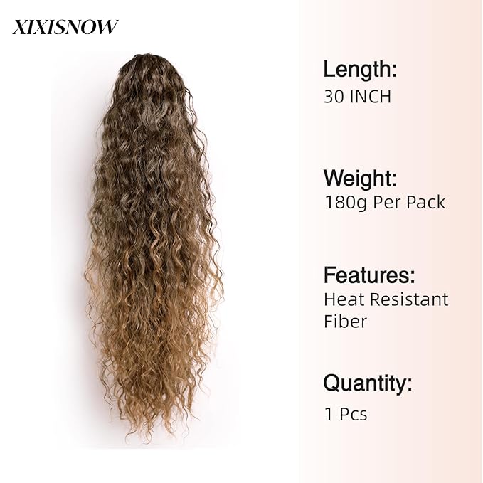 Claw Clip Ponytail Extension 30'' Long Synthetic Pony Tails Hair Extensions Fake Ponytails Hair Pieces Wigs Half Up Half Down Ponytail Extension For Black Women Daily Use Brown Mix Golden