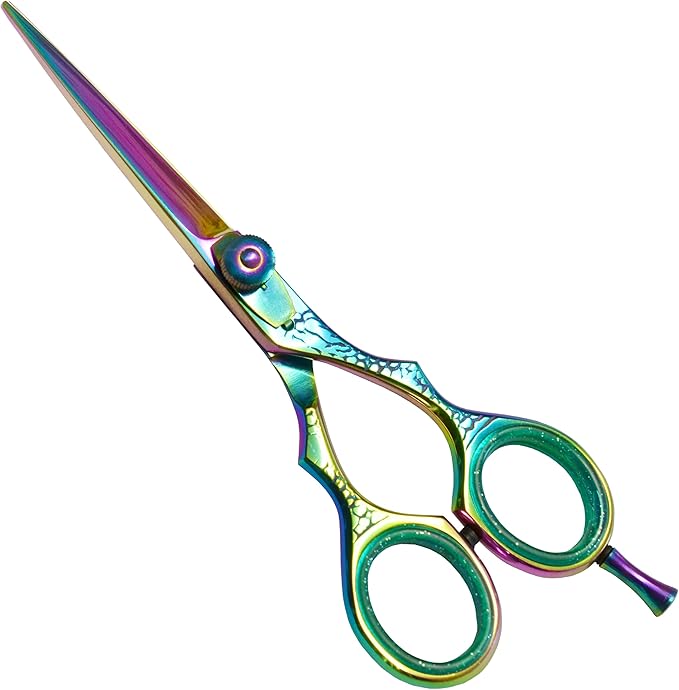 ANDUSTRIAL - Professional Hair Cutting Scissors/Shears For Men/Women/Home/Salon - Premium High Carbon Steel Quality - Smooth And Sharp - 5.5 Inch, Multi Colored