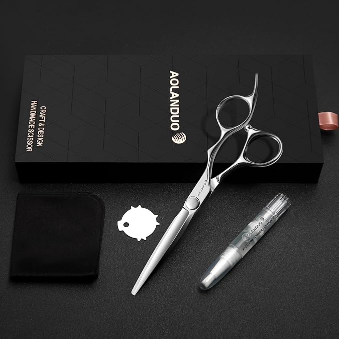 AOLANDUO Professional Hair Cutting Scissors - VG10 Steel Barber Shears, Ergonomic Handle - 1 Count, 6 in