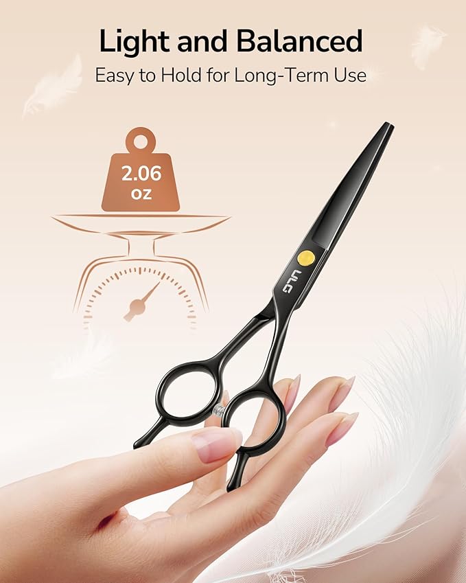 ULG Hair Cutting Scissors Professional Salon Shears 6.5-Inch Ultra Sharp Barber Scissors with Haircut Comb, Left/Right Symmetrical, Stainless Steel Haircut Scissors for Men, Women, Salon & Home Use