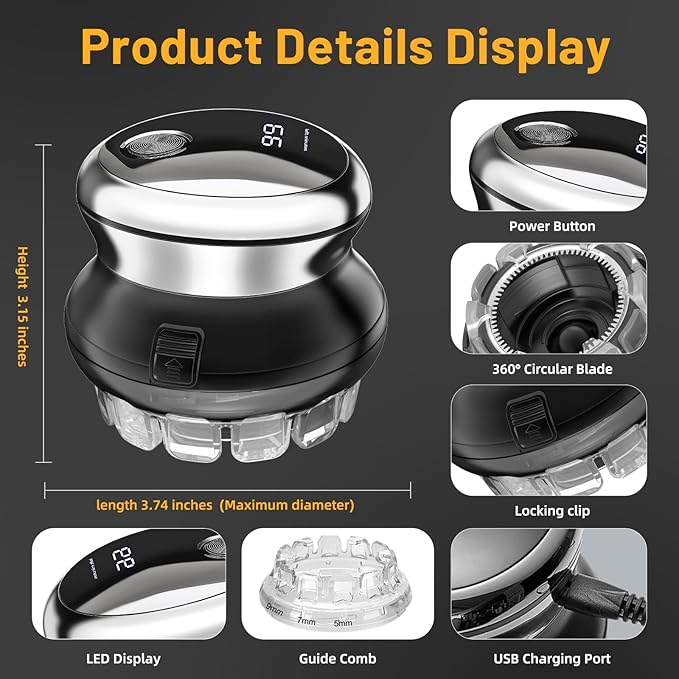 Self Haircut Kit for Men – DIY Hair Cutting Tool with Self Cut System and Adjustable Guide Combs, Easy to Cut Your Own Hair at Home (Black)