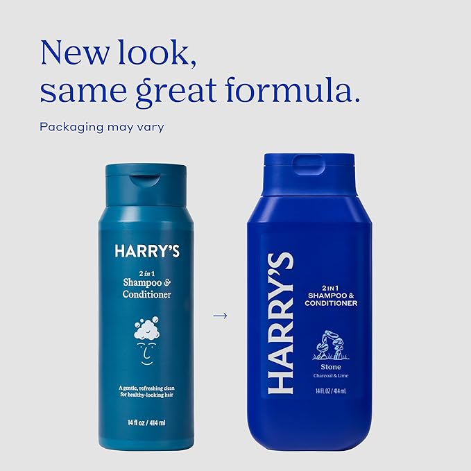 Harry's Men's 2 in 1 Shampoo and Conditioner for All Hair Types - New Stone Scent - (3 Pack) 14 fl oz - No Parabens or Sulfates