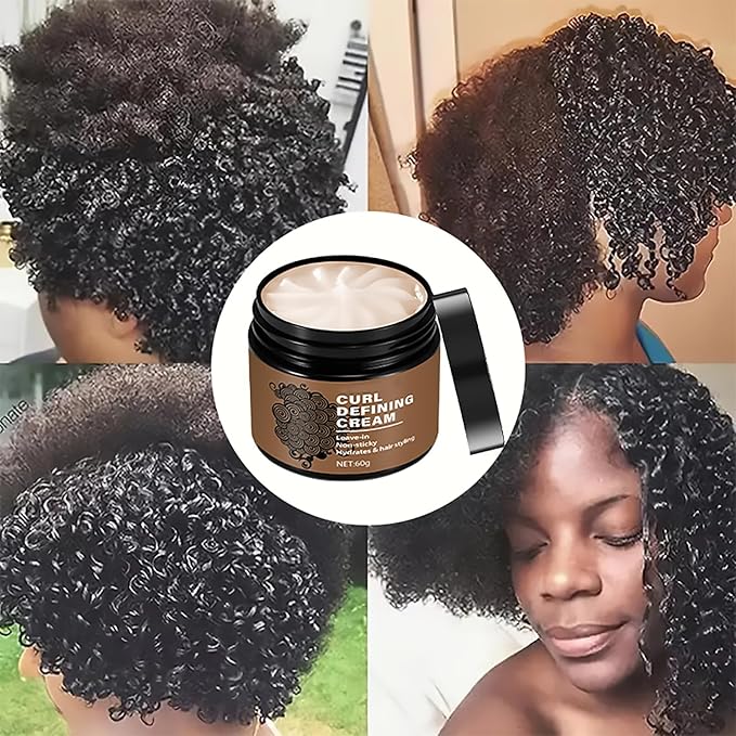 Black Castor Oil Curl Defining Cream，Long-Lasting Hold Curl Cream for Enhanced Waves and Curls，Lightweight and Anti-Frizz Moisturizing Hair Mask，Suitable for All Curly Hair Types，2.14 Oz