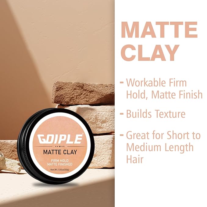 2PCS Hair Styling Clay for Men Firm Hold, Matte Finish Hair Clay Hair Paste for Men Water Based Matte Texture Pomade Mens Hair Products Add Volume, Firm Hold Clay Pomade Ideal for All Men's Hair Types