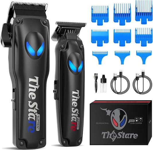 SUPRENT Hair Clippers for Men Professional – 7500 RPM Cordless Hair Cutting Kit, Electric Clippers and Trimmer Combo Set, Rechargeable Haircut Kit for Barber & Home Use（Black）