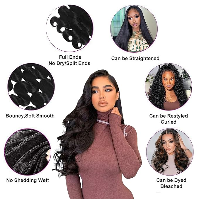 16A Raw Body Wave Bundles Human Hair 100% Human Hair Bundles,Triple Lifespan Virgin Remy Hair Extensions,Keep Texture Silky Soft After Multiple Washes (Body Wave 4 Bundles, 18 20 22 24 Inch)