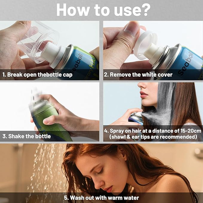 Silver Gray/Grey Hair Spray, Temporary Hair Color Spray for Kids Women Men–Safe Non Sticky Washable One Day Hair Dye Spray, Disposable Accessories Included, for Halloween Cosplay Party Costume Pet Fun