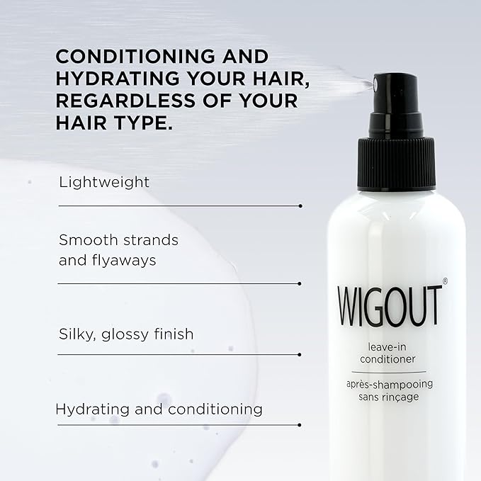 Style Factor WIGOUT Leave-In Conditioner Spray – Lightweight Hydrating & Conditioning Mist Controls Frizz, Adds Shine & Softness For Dry Damaged Hair No-Rinse Formula for All Hair Types - White