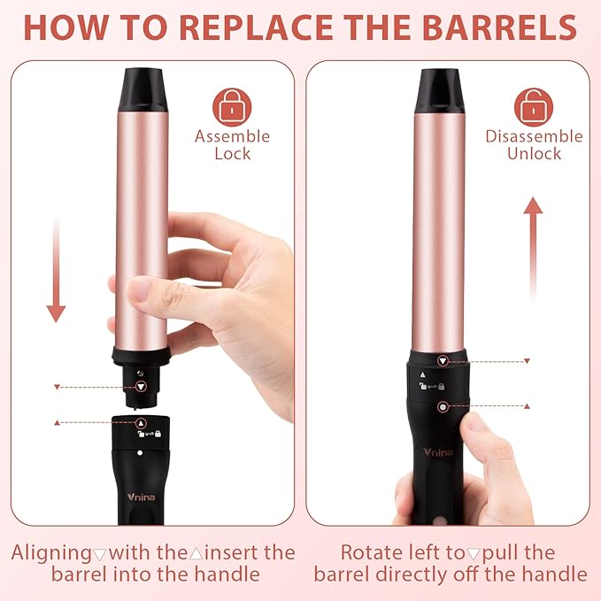 5 in 1 Curling Iron Set, 3 Barrel Curling Iron Set with Curling Brush (1.5 inch),4 Interchangeable Ceramic Curling Wand (0.5-1.25"), Instant Heat Up, 2 Temps Setting, with Comb & Glove & 2 Hair Clips