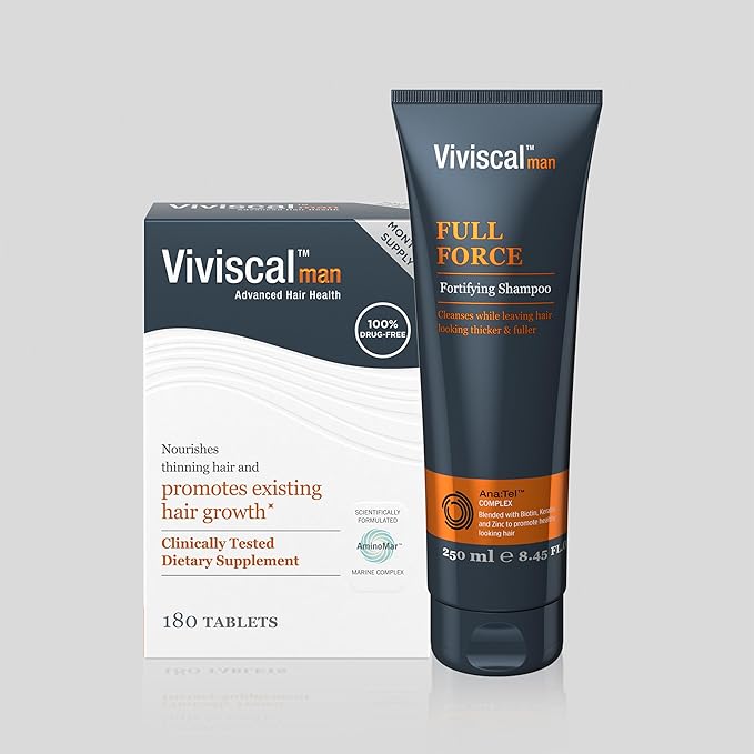 Viviscal Men's Hair Growth Supplements for Thicker Fuller Hair, Clinically Proven Collagen Complex, 180 Tablets 3 Month Supply
