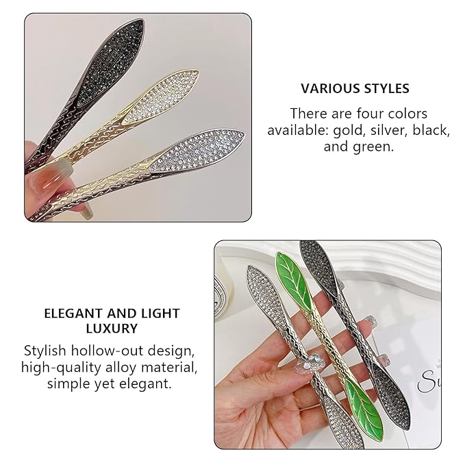 2 Pcs French Hair Pins for Women,Hair Sticks for Buns,Buns and Updos with No Hair Damage,Silver Metal Rhinestone French Pin Great Hold,Suitable for fine & thick hairUS317 (Silver)