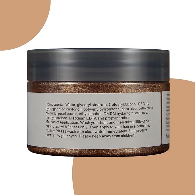 Temporary Hair Color Wax,Hair Spray Color, Hair Wax Color 4.23 oz, Easy Washout Temporary Hair Dye for Halloween,Cosplay, Party (Brown, 4.23)