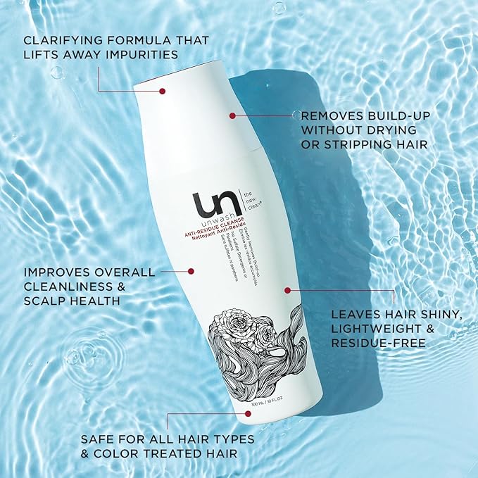 Unwash Anti Residue Hair Cleanser: Gentle pH Balanced Clarifying Shampoo, Removes Build-up, Moisture Balancing, Hair Detox