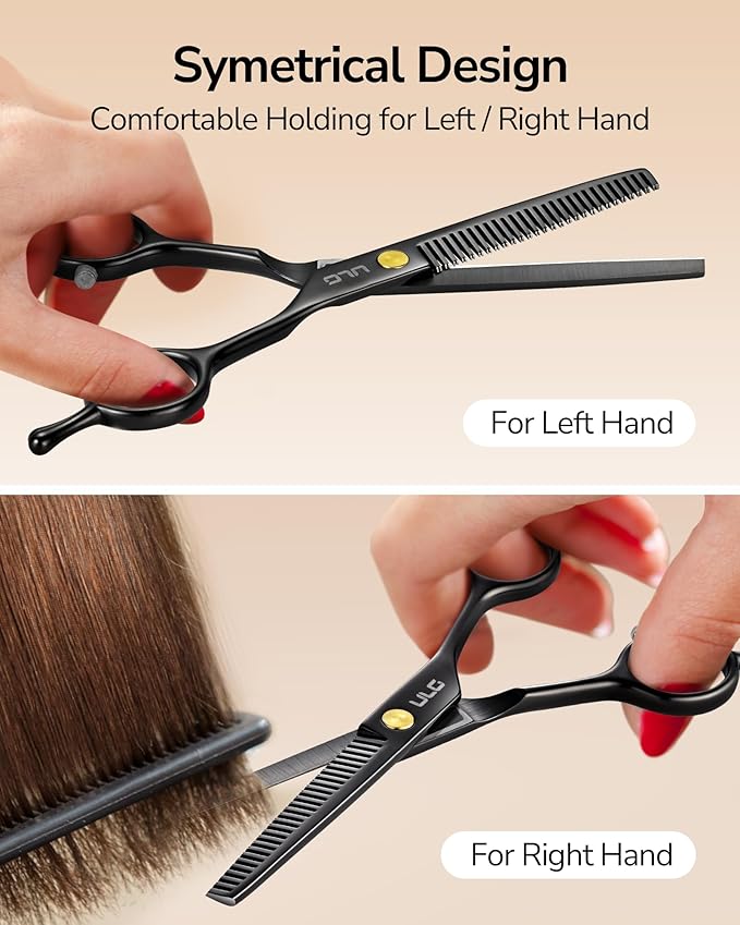 ULG Professional Thinning Shears for Hair Cutting - 6.5’’ Hair Thinning Scissors, Ultra Sharp Japanese Stainless Steel, Ergonomic Handle for Barbers, Stylists, Salon & Home Use, Black