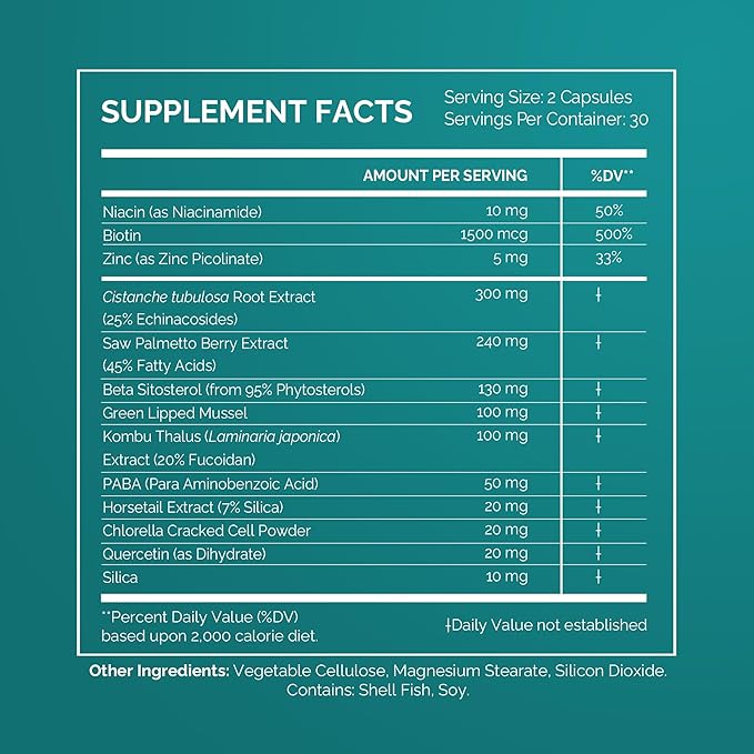 IVL - SeaNu Hair Vitamins Supplements - Hair Strength, Strand Thickness, Hair Growth - with Biotin, Vitamin B3, Zinc, Saw Palmetto Berry Extract, Green Lipped Mussel - (6 Pack)