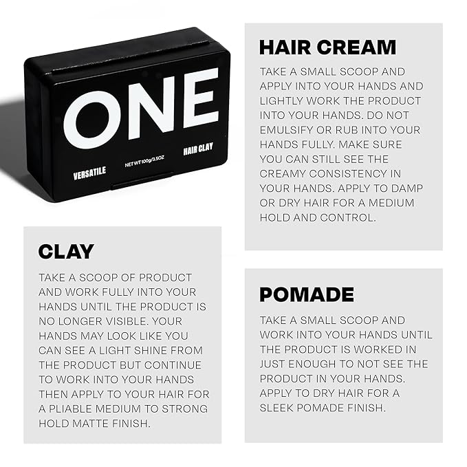 THESALONGUY ONE Hair Clay for Men - 3-in-1 Styling Cream, Clay, and Hair Pomade for Men - Ultra Versatile, Clean Scent, Matte Finish - (3.5 oz)
