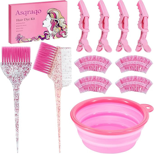 11pcs Hair Coloring Kit - Professional Salon Tools for DIY Mixing, Includes Clips, Bowl, Dye Brush, Earmuffs - Perfect for Bleaching and Dye