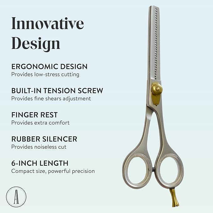 ANDUSTRIAL - Professional Hair Cutting And Thinning Scissors/Shears For Men/Women/Home/Salon - Premium High Carbon Steel Quality - Smooth And Sharp - 6 Inch, Silver