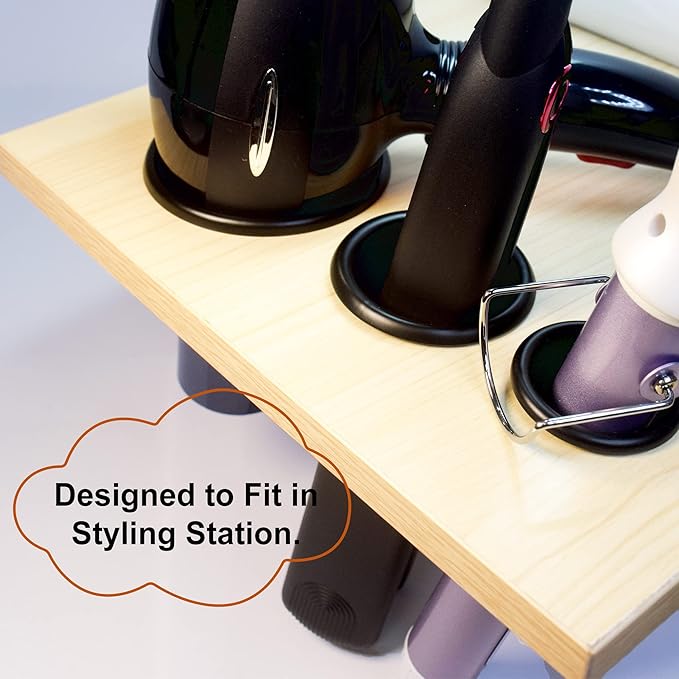 Hair Styling Tools Station Organizer Holder for Dryer, Curling Iron and Accessories, 3inch, 2inch and 1.5inch Open End (Black)