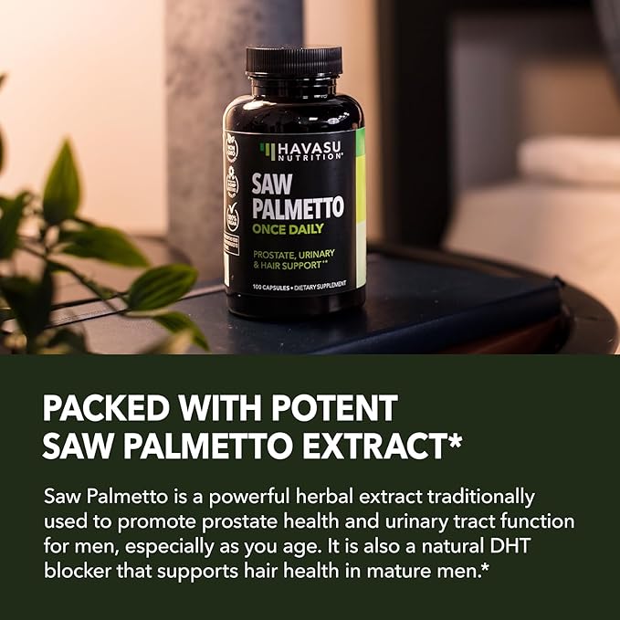 Saw Palmetto for Men Prostate Health Supplement to Promote Urinary Tract Function - 500mg Per Serving - 100 Count - DHT Blocker Hair Vitamin - Vegan, Non-GMO Capsules, Over 3 Month Supply
