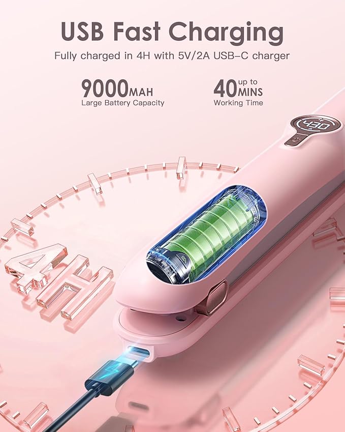 ZAVAREA Cordless Hair Straightener and Curler,Portable Hair Straightener for Travel,Ceramic Cordless Flat Iron for Women,Wireless Straightener 2 in 1,9000mAh Battery,5 Temps,USB-C Rechargeable