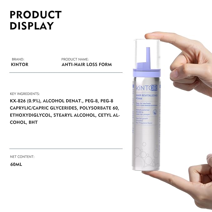 0.9% KX-826 KINTOR Hair Growth Products Foam, DHT Blocker for Men & Women Hair Regrowth, 360ml Pro