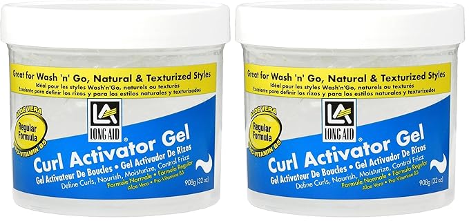AmPro Long-Aid Activator Gel - Enriched with Aloe Vera, Protein, and Vitamin B Complex - Brings Essential Moisture to Strands - Defines Your Natural Curls - Regular - 32 oz (Pack of 2)