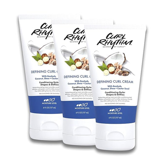 Curl Defining Cream - Curl Cream for Curly Hair Anti Frizz, Moisturizing Frizz-Free Shine with Coconut, Shea Butter & Castor Seed Oil - Smoothing for Wavy Hair - 6 Fl Oz (3 Pack)