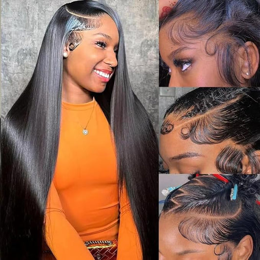 18 Inch Lace Front Wigs Human Hair 13x6 Straight Lace Front Wigs Human Hair Pre Plucked Glueless Wig HD Lace Front Wigs for Black Wome 200 Density Natural Color