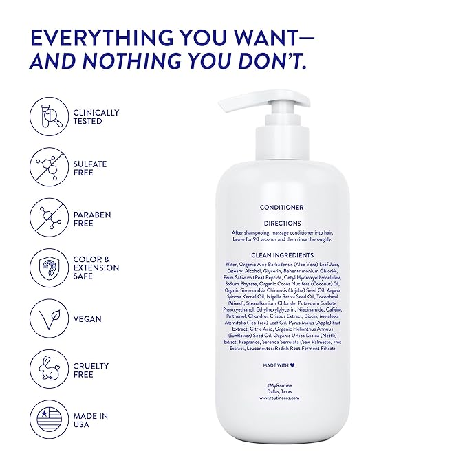 Routine Wellness Anti-Thinning Deep Conditioner for Thinning Hair – Strengthening DHT Blocker Formula for Men & Women – Promotes Fuller-Looking, Healthier Hair – 14 oz Lilac & Winter Rose