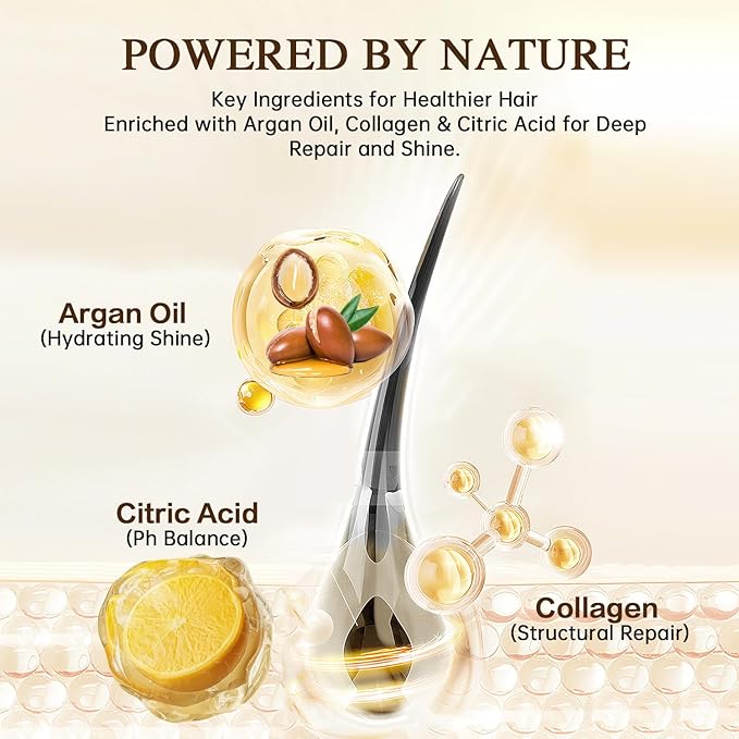 3-in-1 Natural Hair Dye Shampoo & Hair Repair Conditioner Bundle - Gray Coverage & Deep Moisture - Vegan, Sulfate-Free, Color-Safe - Argan Oil, Collagen - 2x400ml (NATURAL BLONDE)