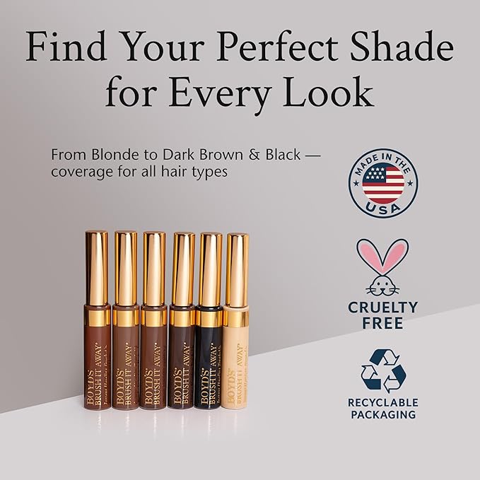 Boyd’s Brush It Away | Grey Hair Root Touch Up for Women & Men | Temporary Hair Color Mascara | Quick-Dry Water-Resistant Concealing Formula | Auburn, 2-Pack