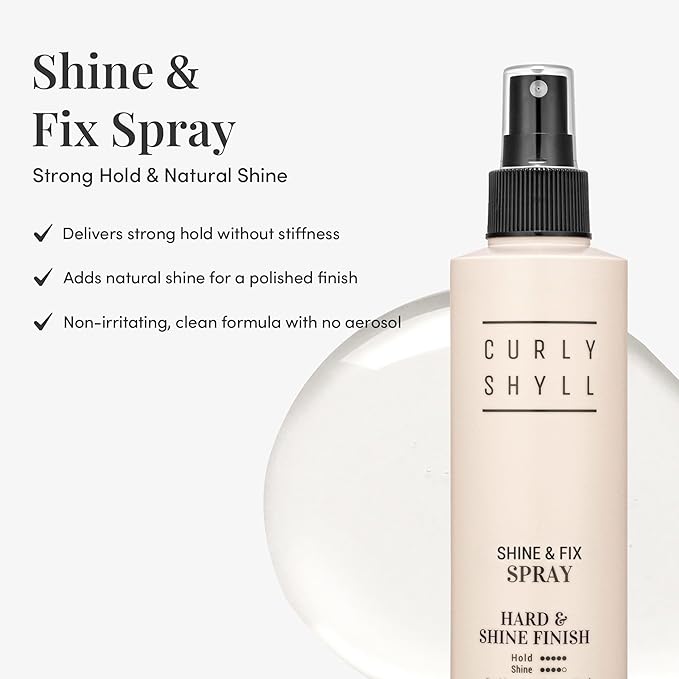 CURLYSHYLL Shine & Fix Spray | High Hold Hair Spray | Clean-Finish Mist Type Styling Spray | Non-Sticky, Fast-Drying | 240ml