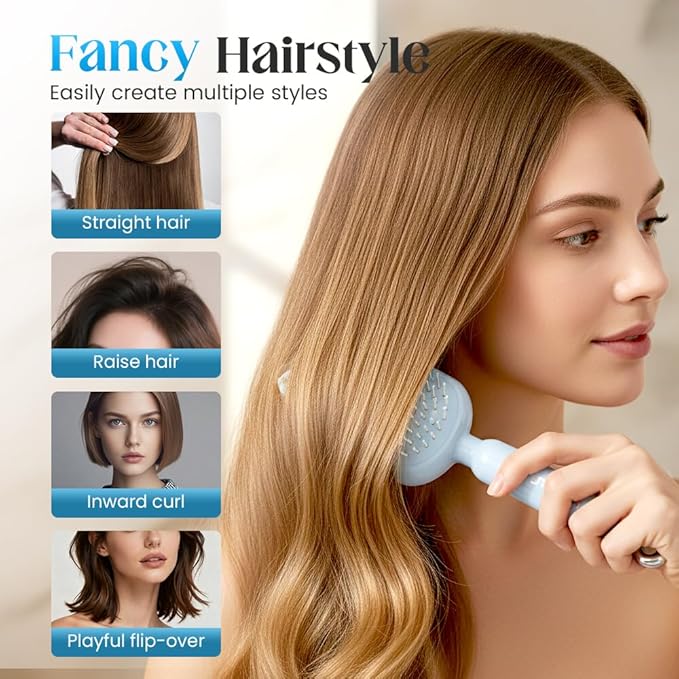 Retractable Cushion Massage Comb Brush, 2026 New Self Cleaning Hair Brush for Women, Anti Static Air Cushion Comb with Retractable Bristles for Women Men All Hairs Types (Blue)