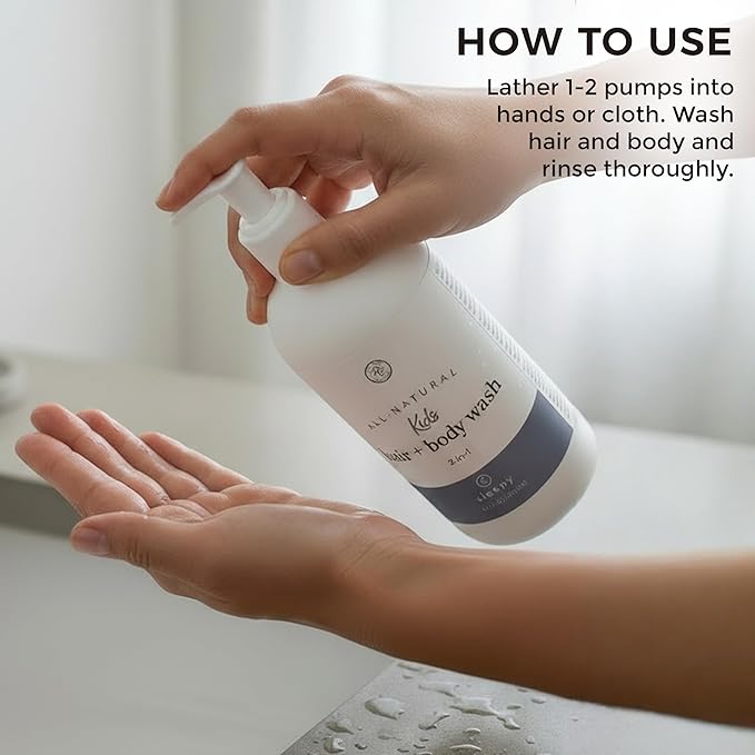 Rowe Casa Organics 2-in-1 Kids Hair & Body Wash with Therapeutic Essential Oils – Sleepy Kids Shampoo & Body Wash with Floral, Relaxing & Calming scent – 16 Fl. Oz