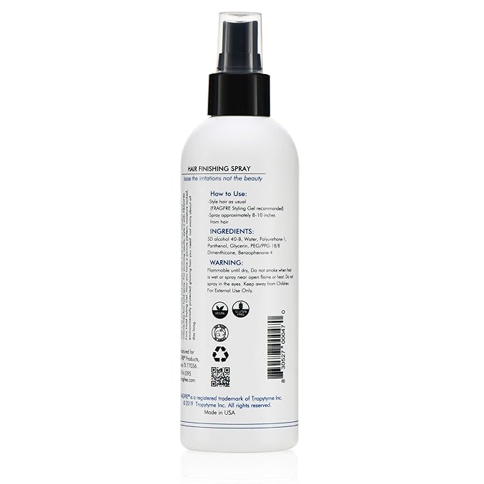 Hair Finishing Spray Firm Hold 8 oz - Hair Spray for Sensitive Skin - Fragrance Free Hypoallergenic Parabens Free - Holds and Protects Your Styles without Irritations -Vegan No Gluten (1 Pack)