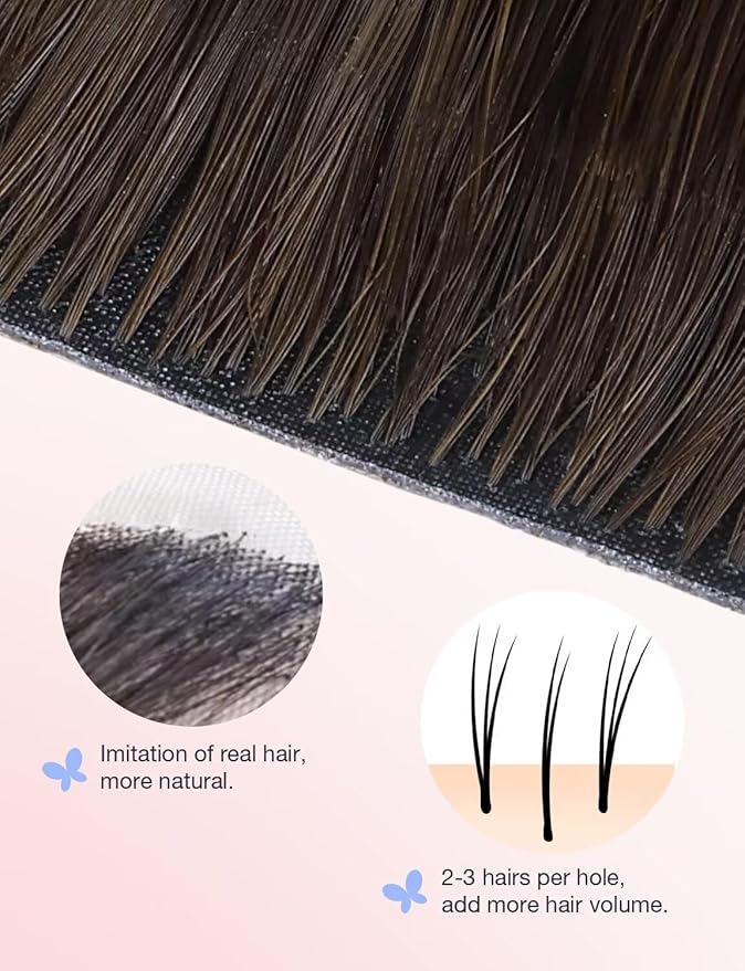 DOORES Seamless Human Hair Extensions Tape in Invisi Edge, Jet Black 10pcs Injection Tape-ins 25g 20 Inch, Natural Injected Tape in Extensions Virgin Human Hair Thick Ends