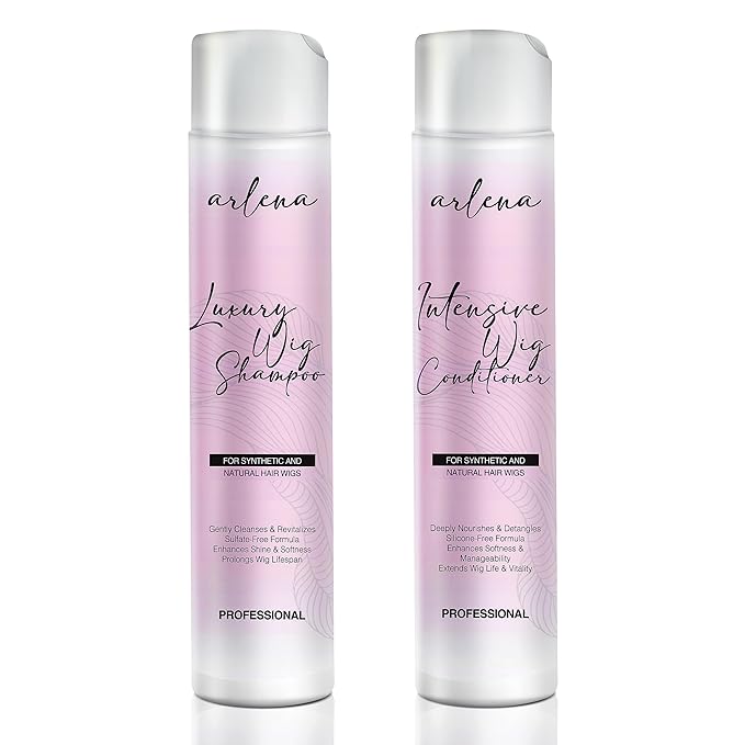 Arlena Luxury Wig Shampoo and Conditioner Set for Synthetic and Natural Hair Wigs - Made in USA, Sulfate-Free, Enhances Shine & Softness, Prolongs Wig Lifespan, Deeply Nourishes & Detangles