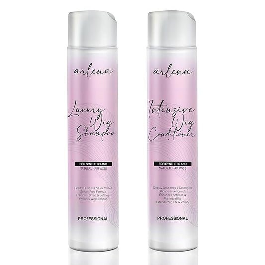 Arlena Luxury Wig Shampoo and Conditioner Set for Synthetic and Natural Hair Wigs - Made in USA, Sulfate-Free, Enhances Shine & Softness, Prolongs Wig Lifespan, Deeply Nourishes & Detangles