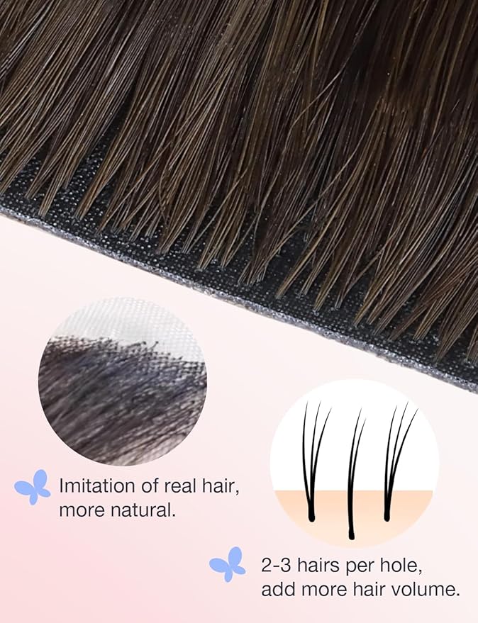 DOORES Seamless Hair Extensions Tape in Invisi Edge, Dark Brown 10 Injection Tape-ins with 10 Injection Tape-ins 50g 16 Inch, Injected Tape in Extensions Virgin Hair Thick Ends