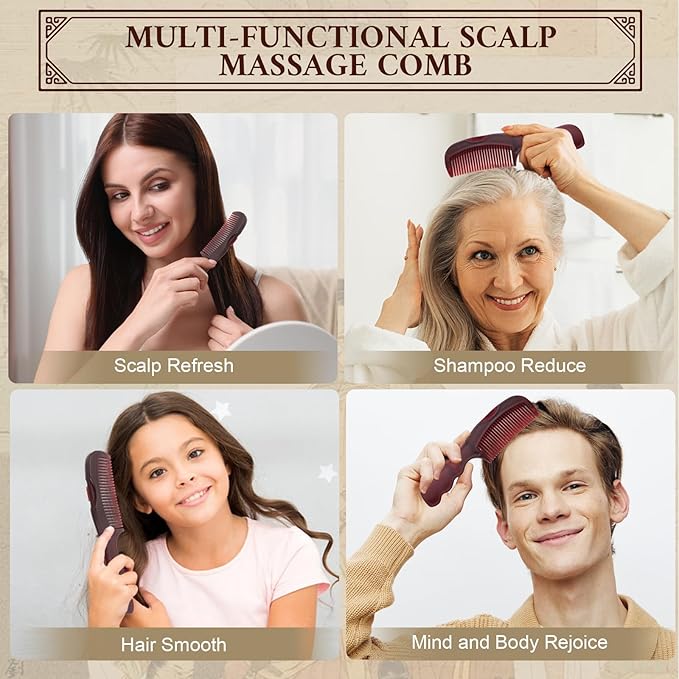 Patented Anti Dandruff Comb & Stainless Steel Fine Tooth Comb Kit, Dandruff Remover, Scalp Sweep Detoxing, Massage Dandruff Removal Brush for Scalp Build Up