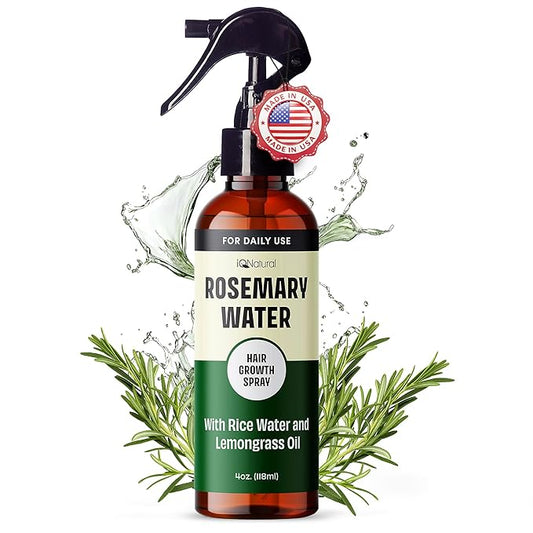 IQNATURAL Rosemary Water Spray for Hair Growth - Made in the USA - Rosemary Spray for Hair, Root Enhancer - Strengthen, Moisturize, Thicken, Repair - Rosemary Hair Spray - 4oz