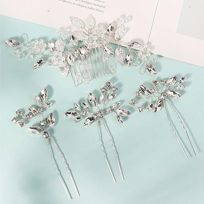 Wedding Hair Accessories Bridal Hair Pins Pearl Crystal HairPieces for Brides Vintage Decorations for Bridesmaids