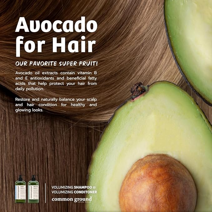 Common Ground Volumizing Natural Shampoo, Paraben and Cruelty Free, Vegan, Plant-Based, Botanical Magnolia Scent, Avocado Oil, pH5.5, Healthy Scalp, Shine, Color Safe for Men, Women