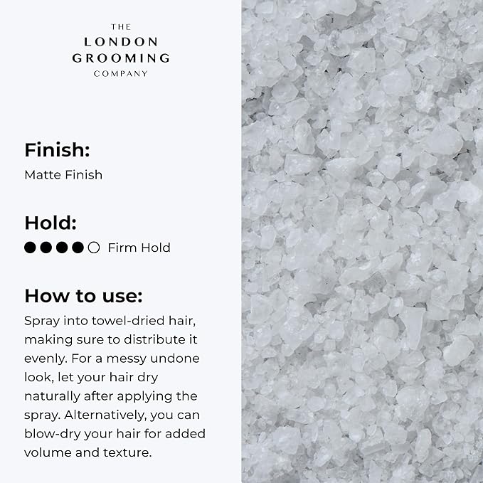 The London Grooming Company Sea Salt Hair Spray for Men | Messy/Textured Look | Firm All-Day Hold - Matte Finish | 8.8 Fl Oz (250ml)