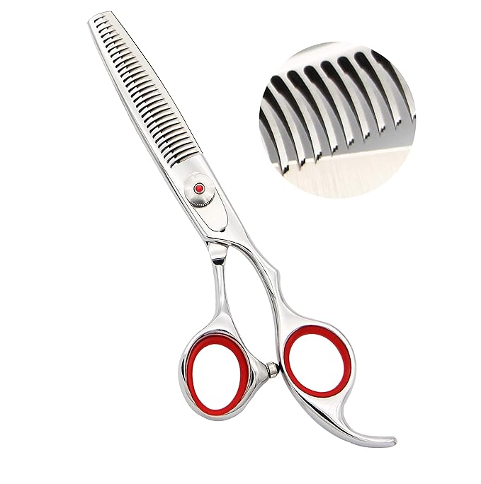 Thinning Shears for Hair Cutting, 6.5 Inch Professional 30+90 Bionic Teeth Texturizing Scissors with Japanese 440C Steel & Ergonomic Handle for Barber Salon Home Use