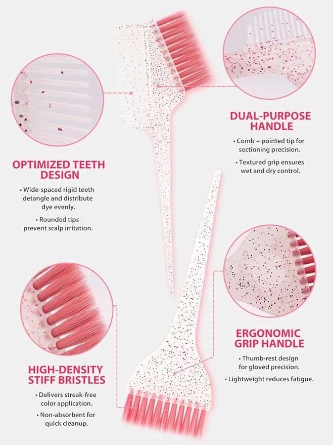 19PCS Hair Bleach Highlighting Kit with Hair Dye Brush and Bowl Set Color Whisk, Highlight Frosting Cap with Hook, Disposable Gloves Capes, Home Use Salon Tools for Hair Bleaching Coloring Dying