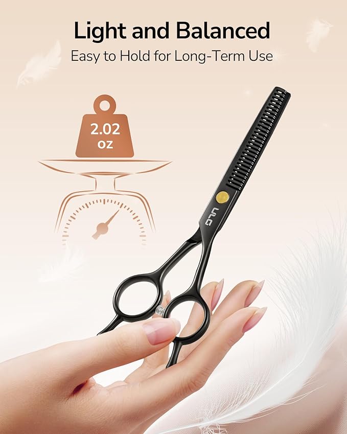 ULG Professional Thinning Shears for Hair Cutting - 6.5’’ Hair Thinning Scissors, Ultra Sharp Japanese Stainless Steel, Ergonomic Handle for Barbers, Stylists, Salon & Home Use, Black