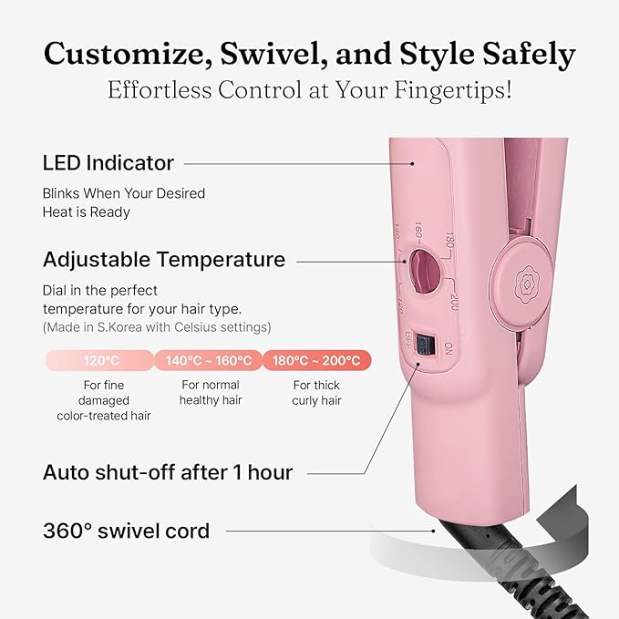 VODANA Professional Softbar Flat Iron - Ceramic Straightener with Patented Silicone Bar, Smooth & Quick Styling, Healthy Hair Solution, Dual Voltage for Worldwide Use (1.5 inch, Milk Tea Rose)
